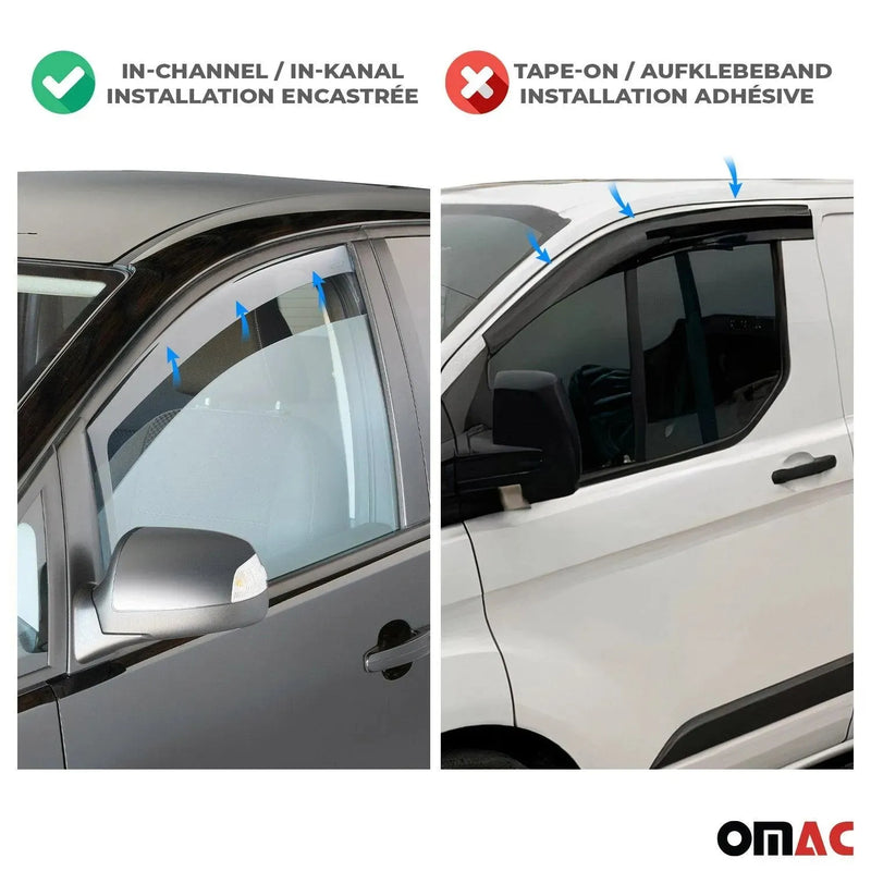 Window Visor Vent Rain Guard Deflector for Fiat 500X 2016-2018 Black Smoke 4 Pcs - OMAC USA