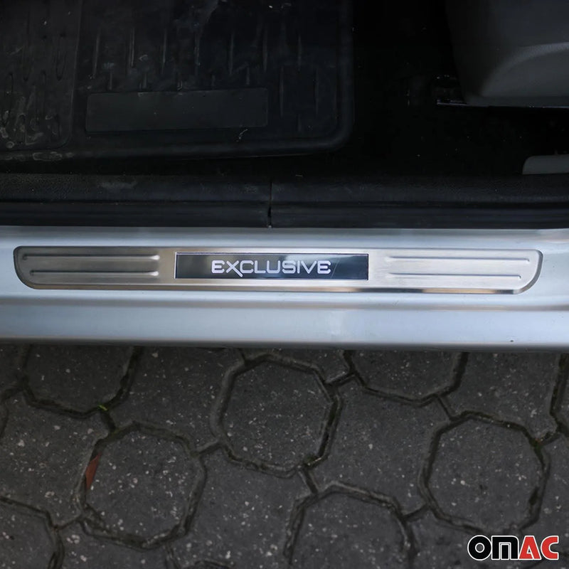 Dodge Ram Door Sill Scuff Plate Illuminated Exclusive Brushed Steel 2Pcs