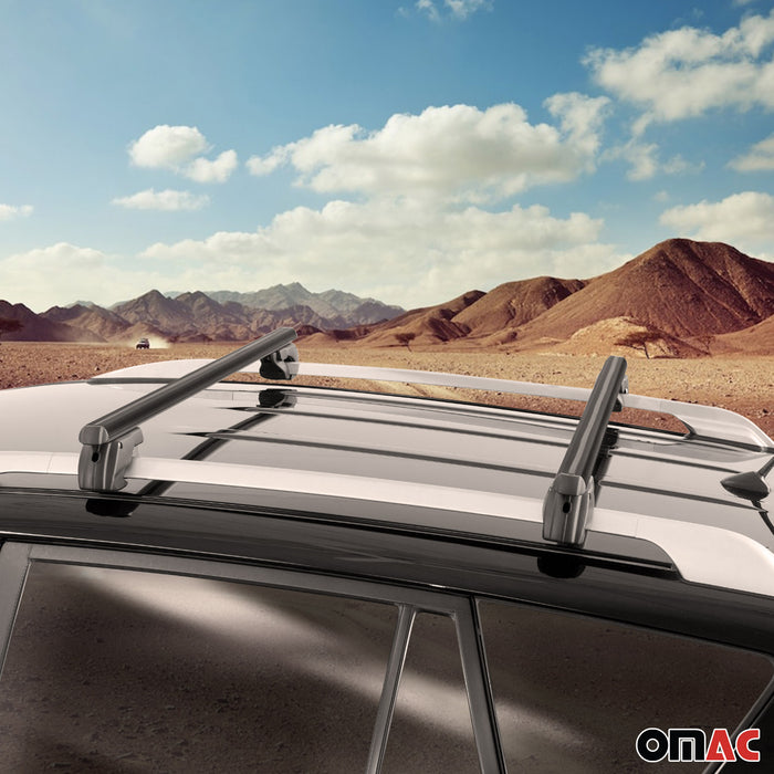 Cross Bar Roof Racks Carrier Aluminium for Volvo XC90 2007-2014 Black 2Pcs