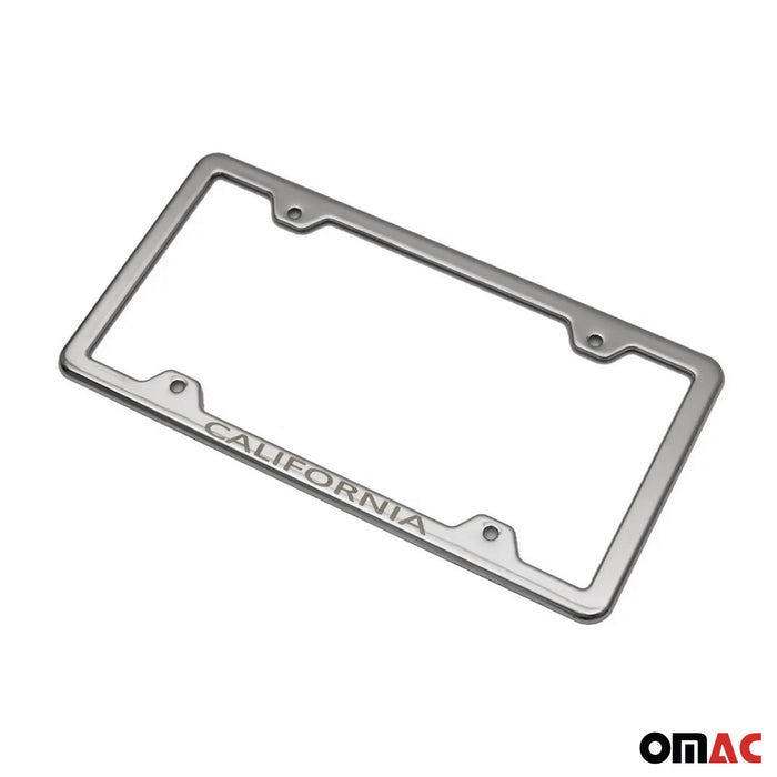 License Plate Frame tag Holder for GMC Steel California Silver 2 Pcs