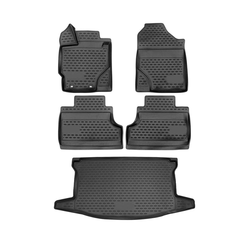 2007-2012 Toyota Yaris Floor Mats & Cargo Liner Full Set All Weather Black