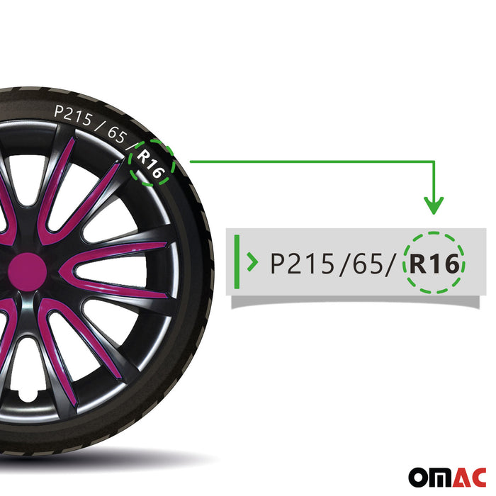 16" Wheel Covers Hubcaps for Hyundai Sonata Black Violet Gloss