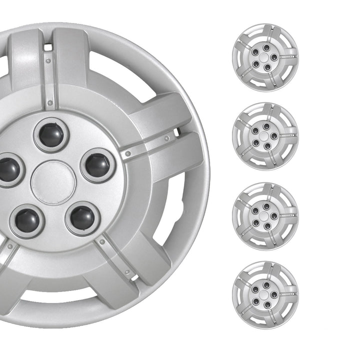 15" Wheel Rim Cover Guard Hub Caps Durable Snap On ABS Silver 4 Pcs