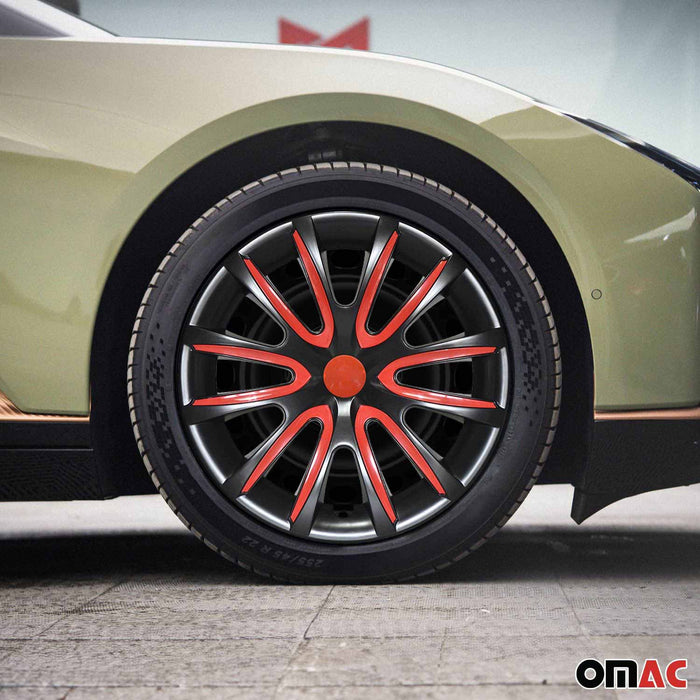 16" Wheel Covers Hubcaps for Hyundai Sonata Black Red Gloss