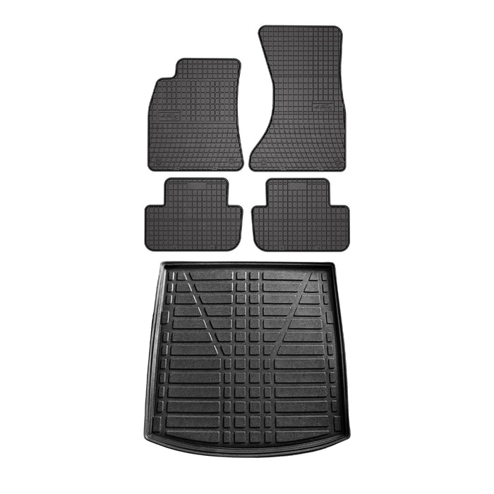 Floor Mats Cargo Liner Set for Audi A4 Sedan 2009-2016 Black 5 Pcs