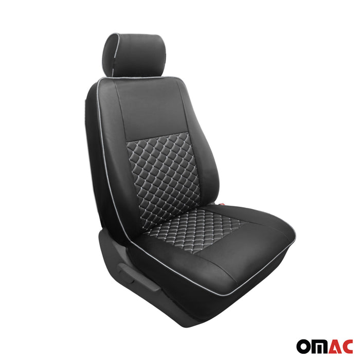 For Ford Transit 2015-23 2+1 Set Seat Cover Protection Leather Black with White