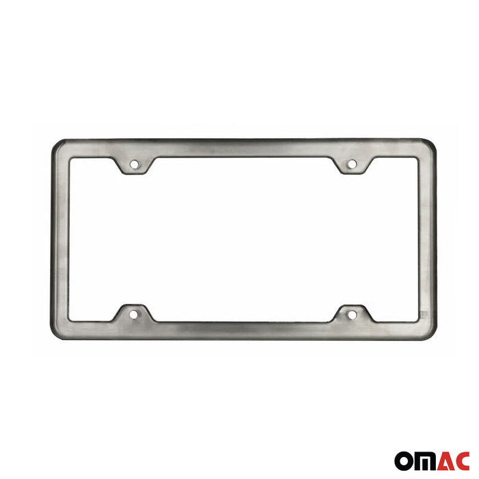 License Plate Frame tag Holder for GMC Sierra Steel Washington Silver 2 Pcs