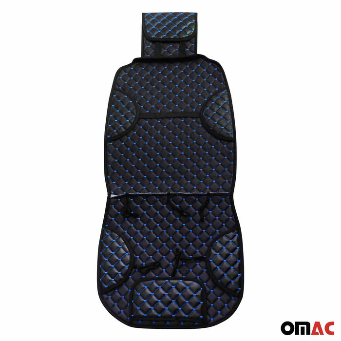 Leather Breathable Front Seat Cover Pads Black Blue for Smart Black Blue 1Pc