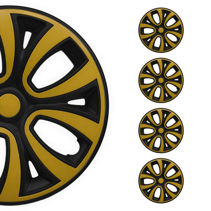 14" Wheel Covers Hubcaps R14 for Ford Black Yellow Gloss