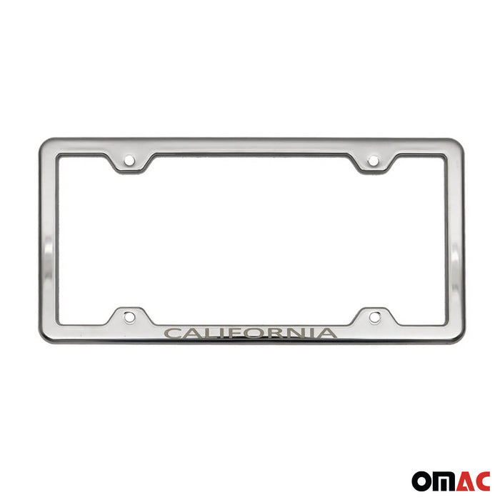 License Plate Frame tag Holder for Smart Steel California Silver 2 Pcs