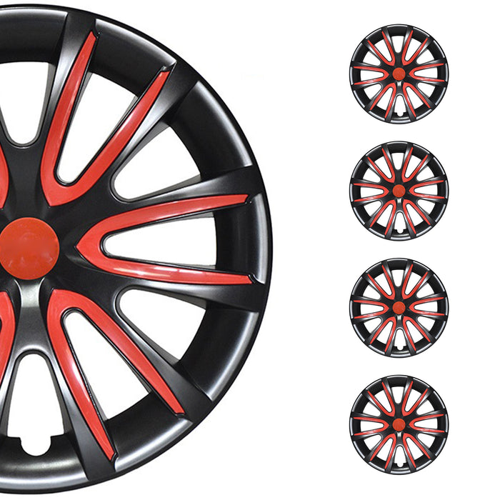 16" Wheel Covers Hubcaps for Hyundai Santa Fe Black Red Gloss