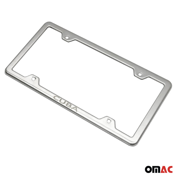 License Plate Frame tag Holder for Toyota Land Cruiser Steel Cuba Silver 2 Pcs