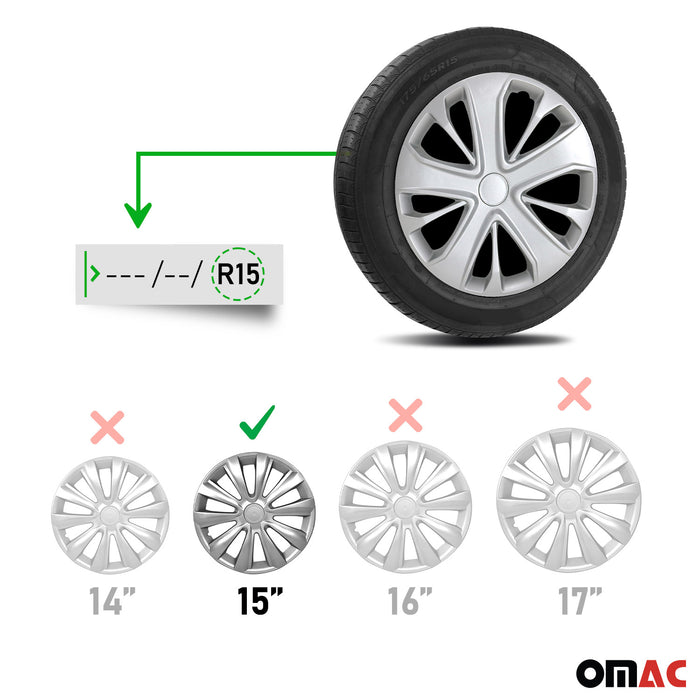 4x 15" Wheel Covers Hubcaps for Hyundai Elantra Silver Gray