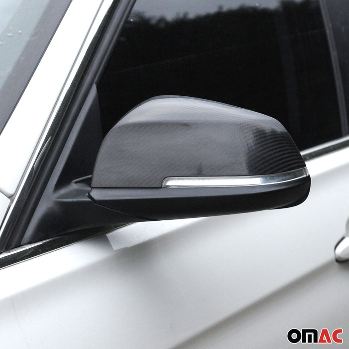 Side Mirror Cover Caps fits BMW X1 E84 2013-2015 Carbon Fiber Black 2Pcs