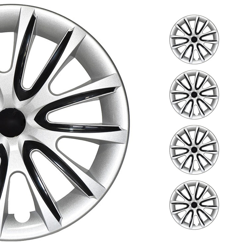 Bicolo Hub Caps Wheel Cover 16" Gray & Black Full Set 4 pcs.