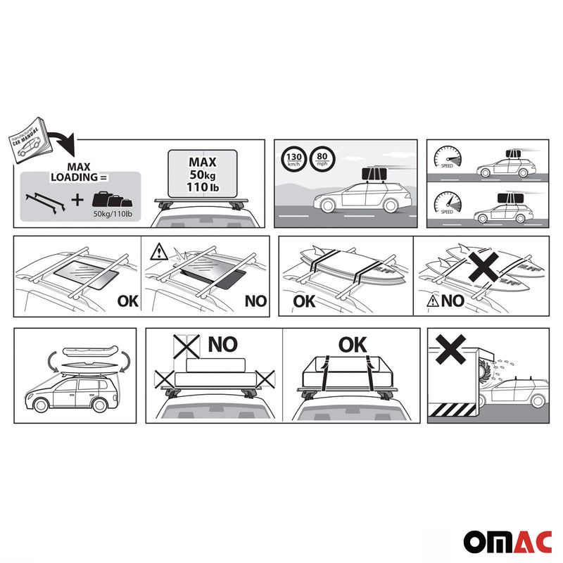 2013-2015 Mitsubishi Outlander Sport Roof Rack Cross Bars Black