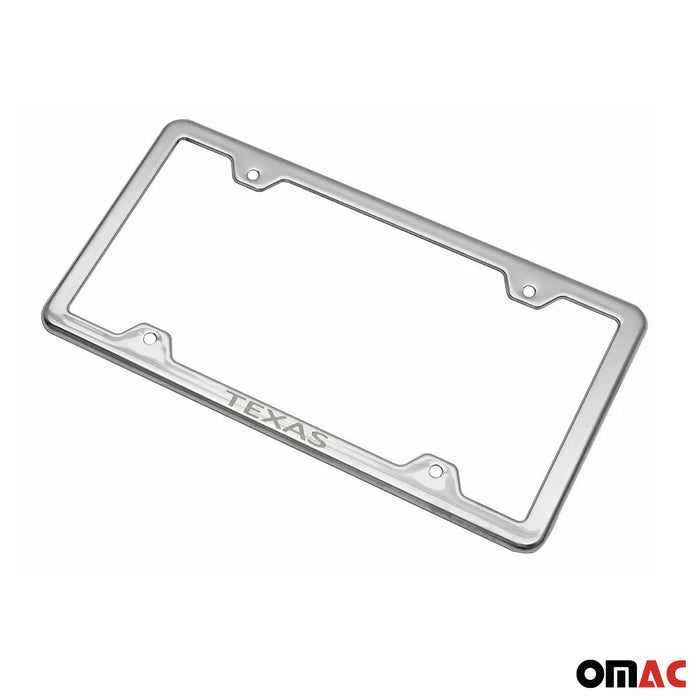 License Plate Frame tag Holder for Acura MDX Steel Texas Silver 2 Pcs