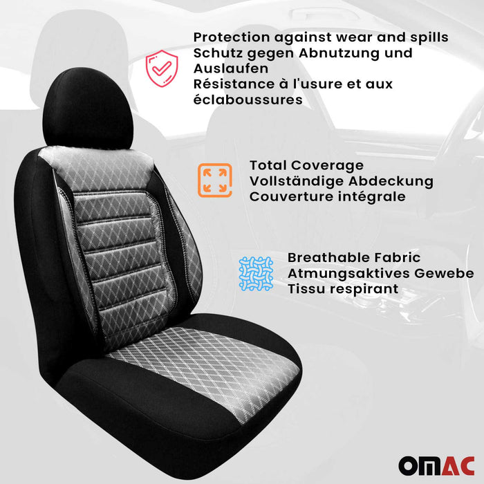 Front Car Seat Covers Protector for Toyota Gray Black Cotton Breathable