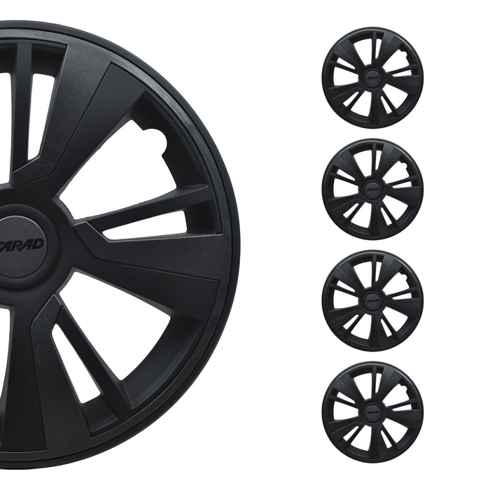 16" Inch Hubcaps Wheel Rim Cover Black with Black Insert 4pcs Set