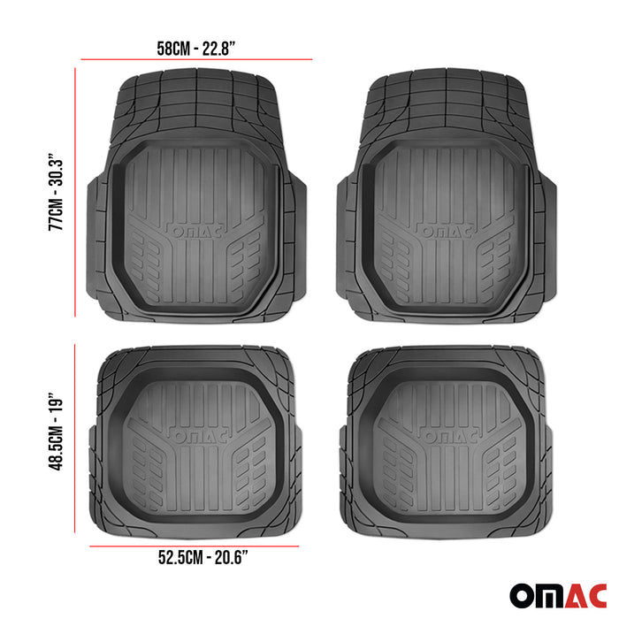 Floor Mats for Mercedes S Class All-Weather 2 Row Set Trimmable Rubber Black