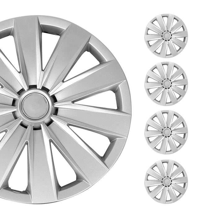15" 4x Set Wheel Covers Hubcaps for Smart Silver Gray