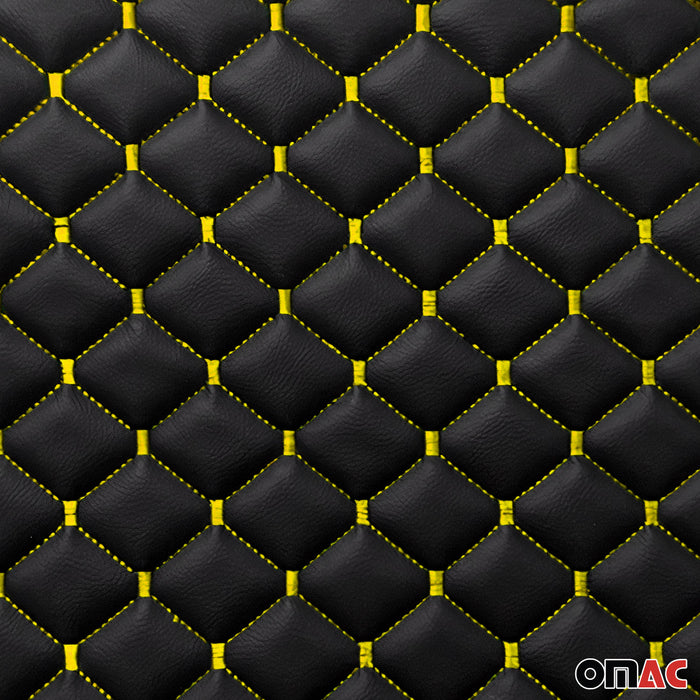 Embossed Black Faux Leather Lining Yellow Diamond Stitch Car Upholstery 55x39"