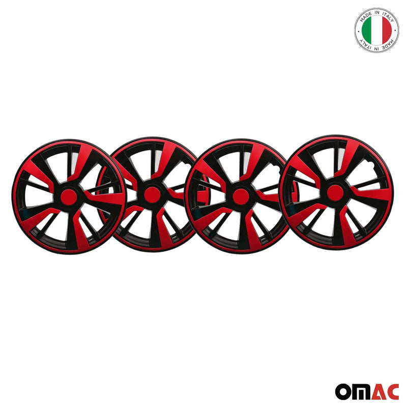 Twintone Hub Caps Wheel Cover 16" Black & Red Insert Full Set 4 pcs.