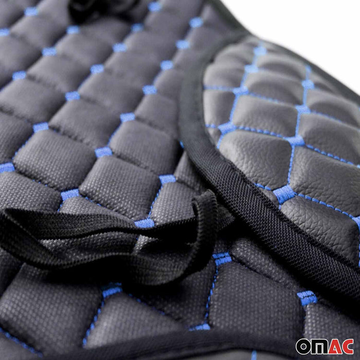 Leather Breathable Front Seat Cover Pads Black Blue for Mazda Black Blue 1Pc