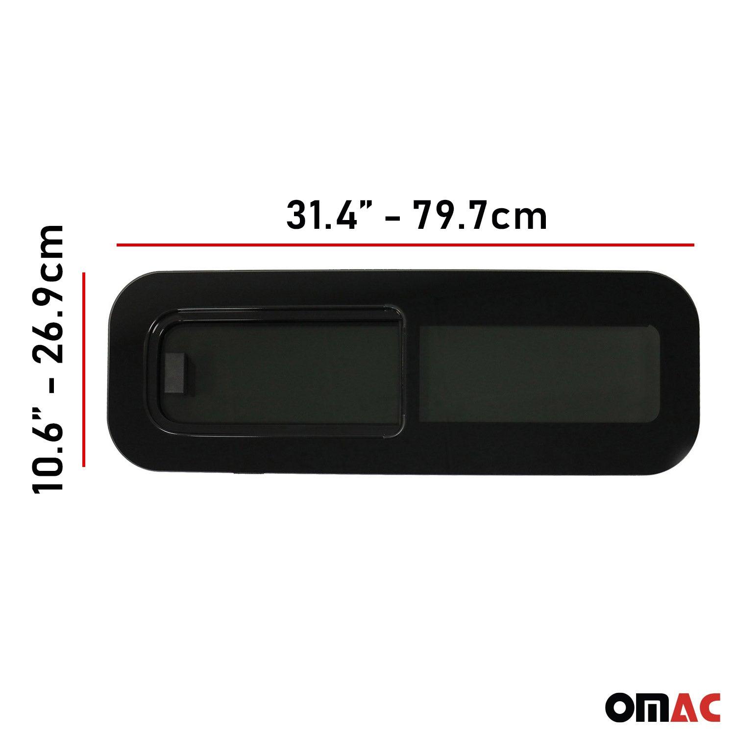 RV Window Teardrop Horizontal Sliding Left Vent Glass 31.4" x 10.6" Black