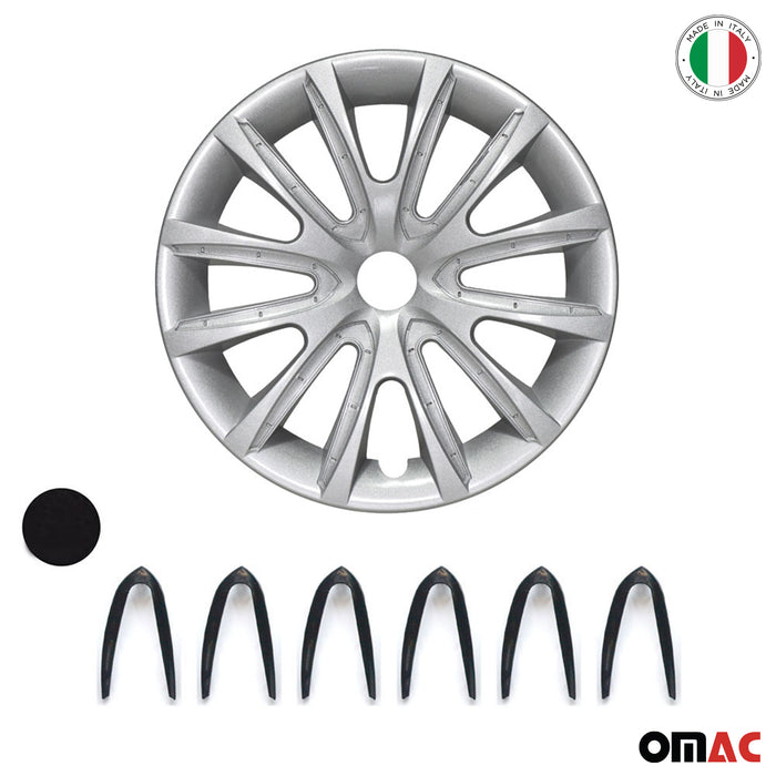 14" Inch Hubcaps Wheel Rim Cover Gray with Black Insert 4pcs Set