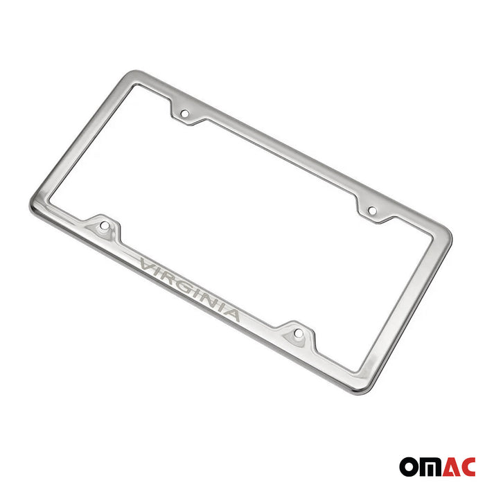 License Plate Frame tag Holder for Toyota Tundra Steel Virginia Silver 2 Pcs