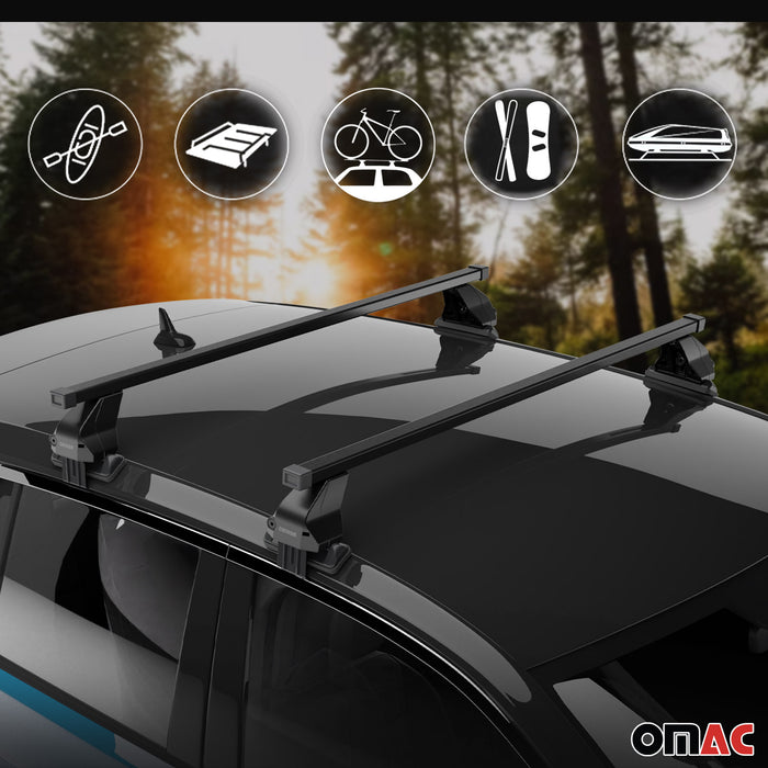 Smooth Roof Racks Cross Bars Luggage Carrier for Jeep Compass 2017-2024 Black 2x