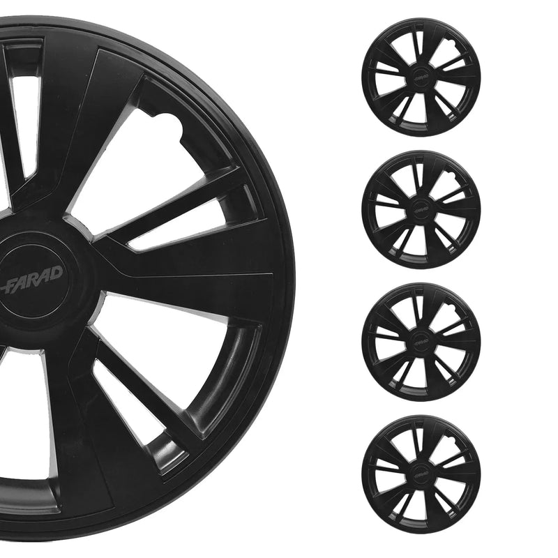 Twintone Hub Caps Wheel Cover 14" Black & Black Insert Full Set 4 pcs.