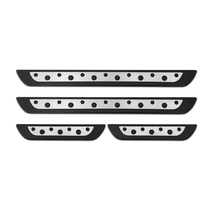 Door Sill Scuff Plate Scratch Protector for Ford F Super Duty Steel Silver 4 Pcs
