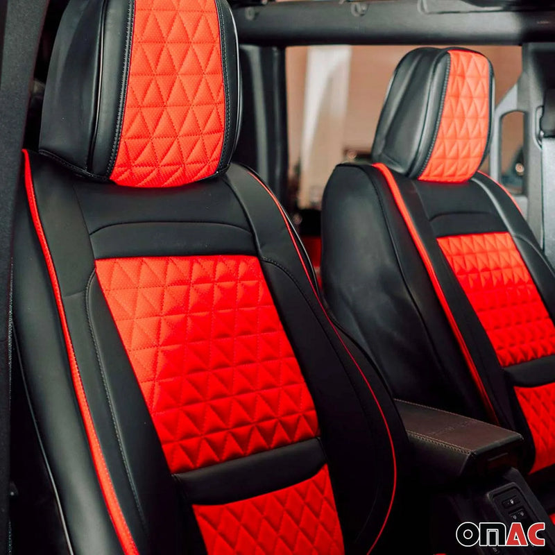 Seat Cover Solutions Leather Car Seat Cover Full Set 5Seats Front Rear Black Red