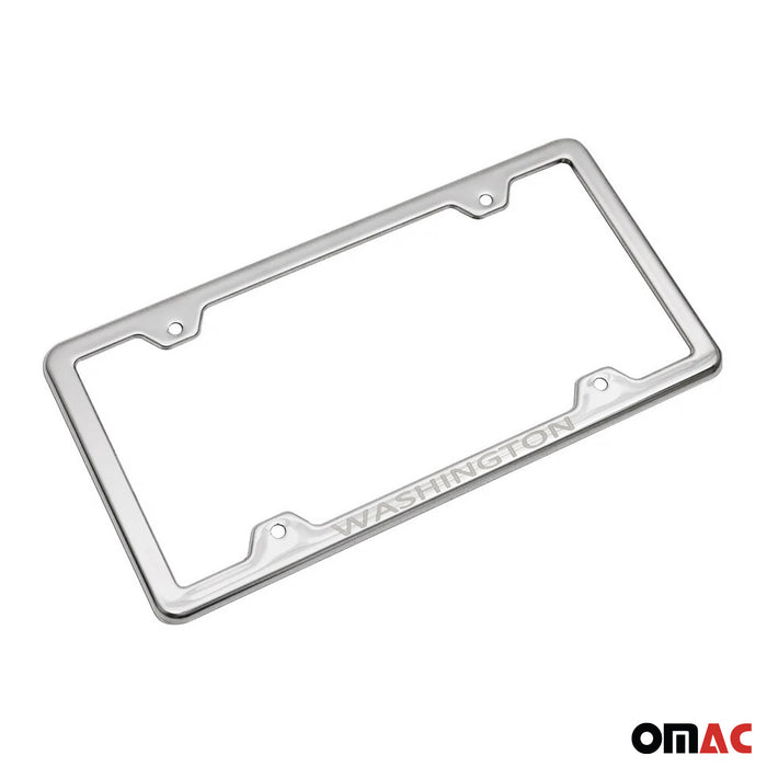 License Plate Frame tag Holder for Jeep Cherokee Steel Washington Silver 2 Pcs
