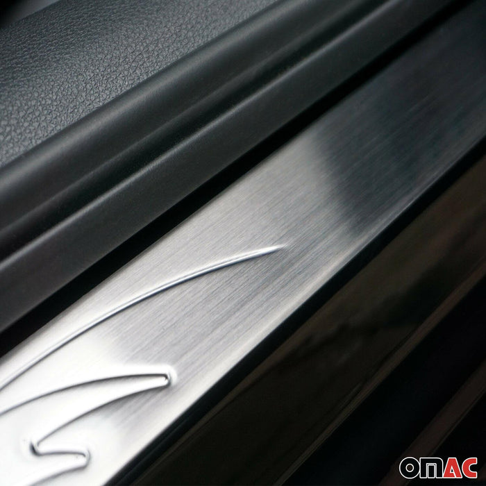 Door Sill Scuff Plate Scratch Protector for Subaru Steel Silver Wave 4 Pcs