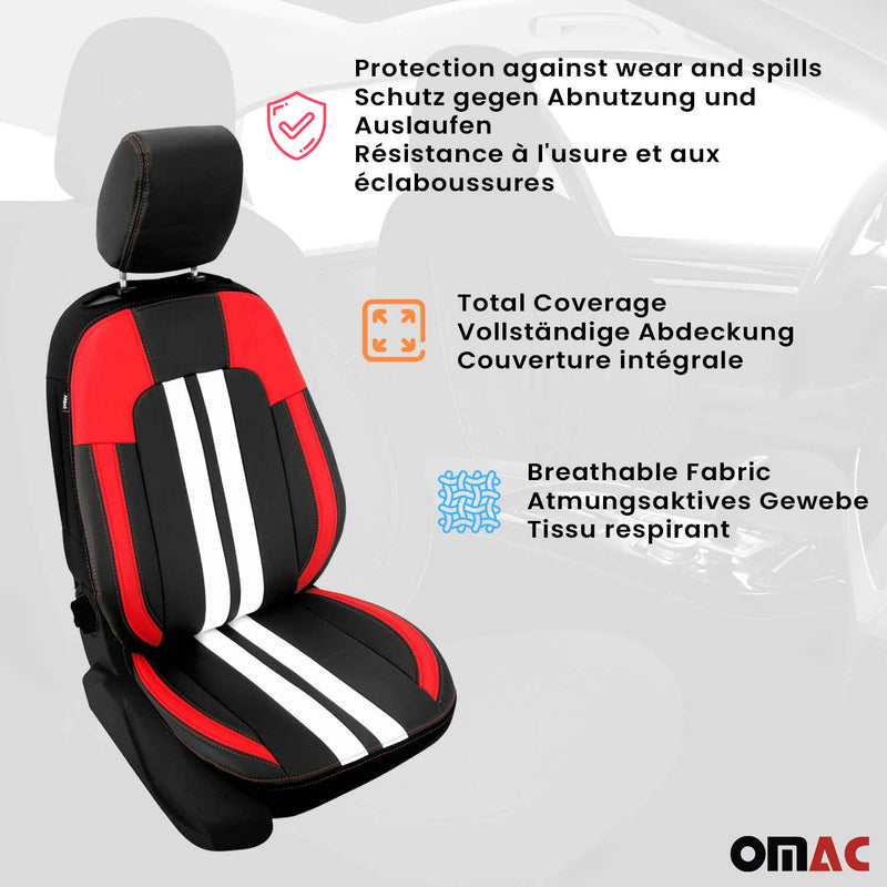 Mercedes Front Car Seat Covers Protector Polycotton Black Red White 2Pcs