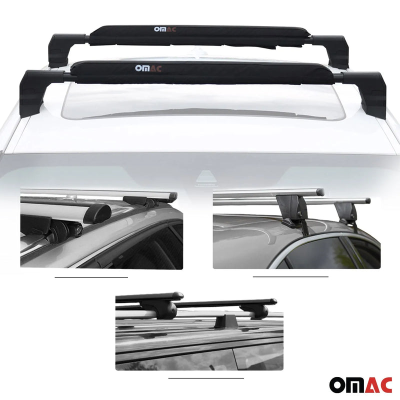 Fiat 19" Roof Rack Pads Surfboard Windsurf Crossbar Pads Black 2 Pcs