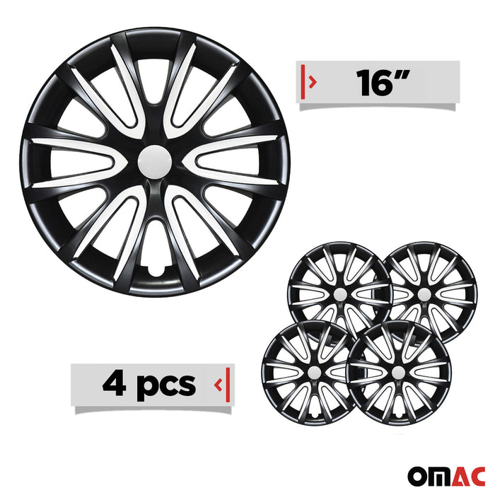 16" Wheel Covers Hubcaps for Toyota Corolla Black White Gloss