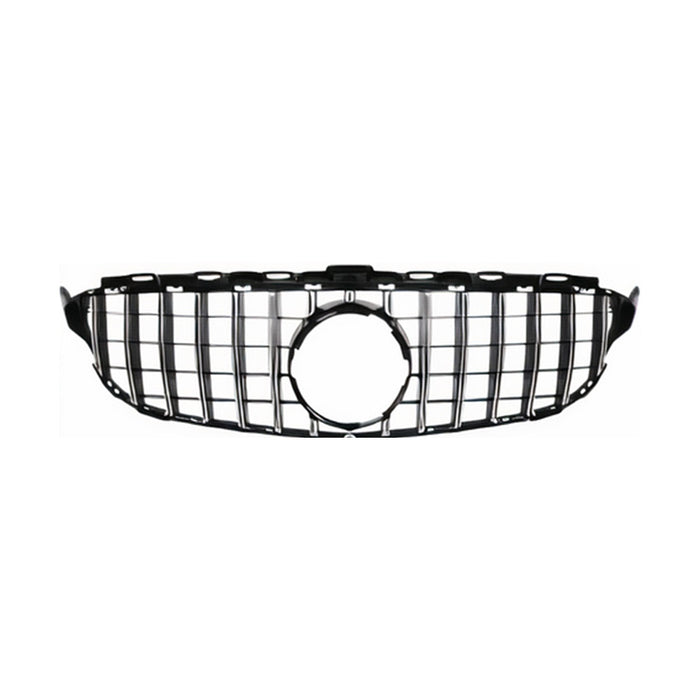 For Mercedes W205 C-Class 2015-18 Front Grille GT R Style Chrome W/O Camera Hole