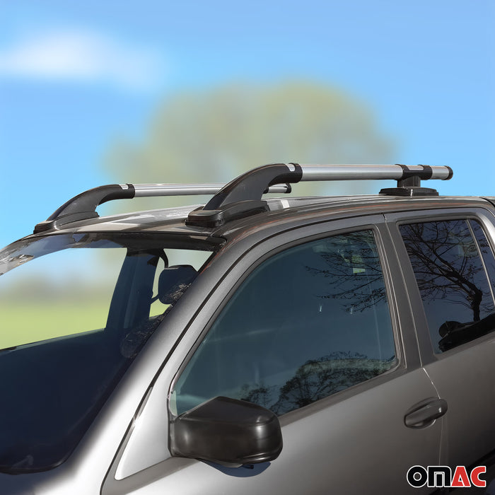 Top Roof Rack Side Rails for Ford Ranger Double Cab 2006-2012 Gray 4 Pcs