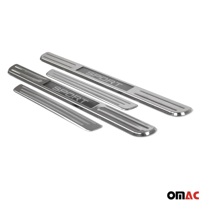 18" Door Sill Cover Fits Mercedes E Class Chrome LED Sport Stainless Steel 4 Pcs