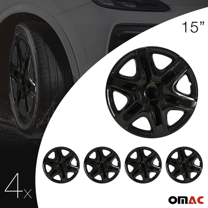 15" 4x Wheel Covers Hubcaps for VW Black