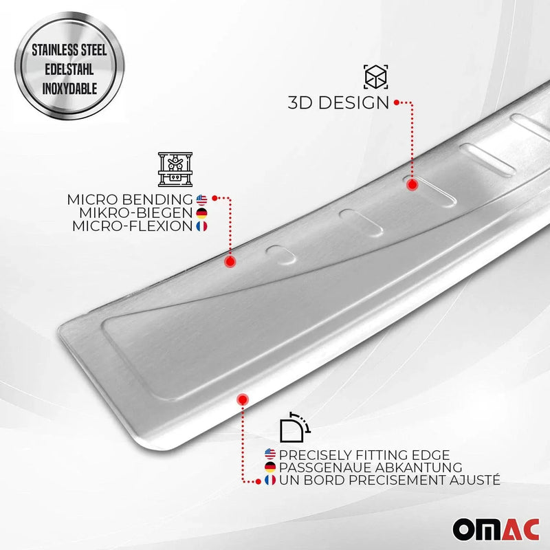 Rear Bumper Sill Cover Protector Guard for Fiat 500X 2016-2023 Brushed Steel - OMAC USA