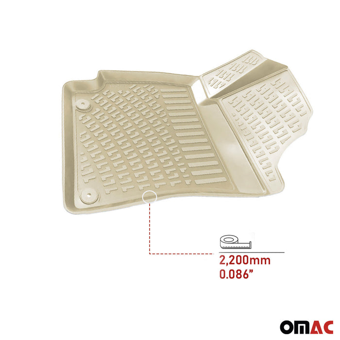 Floor Mats Liner for BMW 5 Series G30 SD 2017-2023 3D Molded All-Weather Tan 4x
