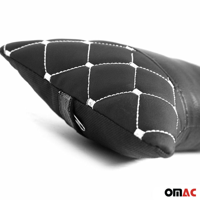 2x Car Seat Neck Pillow Head Shoulder Rest Pad Black and White PU Leather