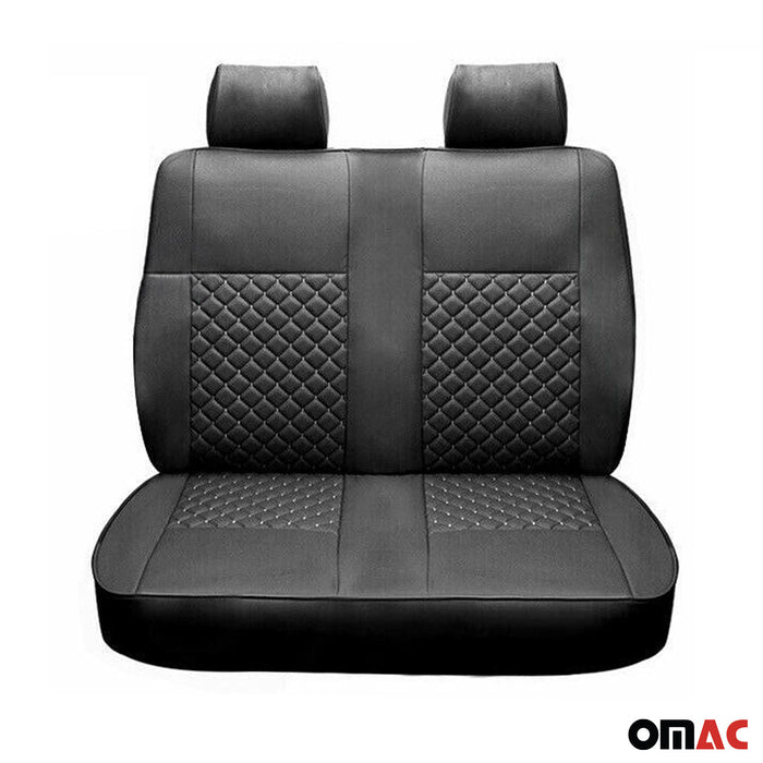 Leather Front Car Seat Covers Protector for Ford Transit 2015-2024 Black