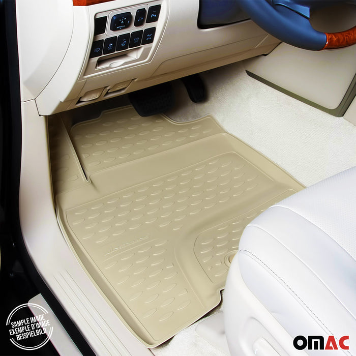 OMAC Floor Mats Liner for Toyota Highlander 2001-2007 Beige TPE All-Weather 3Pcs