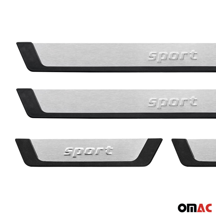 Door Sill Scuff Plate Scratch Protector for Kia Rio Sport Steel Silver 4 Pcs